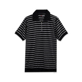 Ribbed Knit Zip Polo