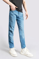 Knitted Regular Stretch Ice Blue Jeans - The Axis Clothing