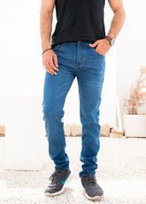 Mid Blue Original Denim Power Stretch Jeans - The Axis Clothing