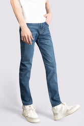 Power Stretch Denim Mid Blue Jeans - The Axis Clothing