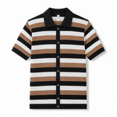 Luxury Striped Button-Down Polo
