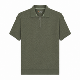 Textured Olive Zipper Polo