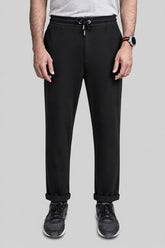 Black Folded Terry Trousers