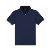 Navy Blue Cool Dry Fit Zip Polo T-Shirt