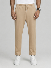 Sand Beige Pinstripe Terry Trousers