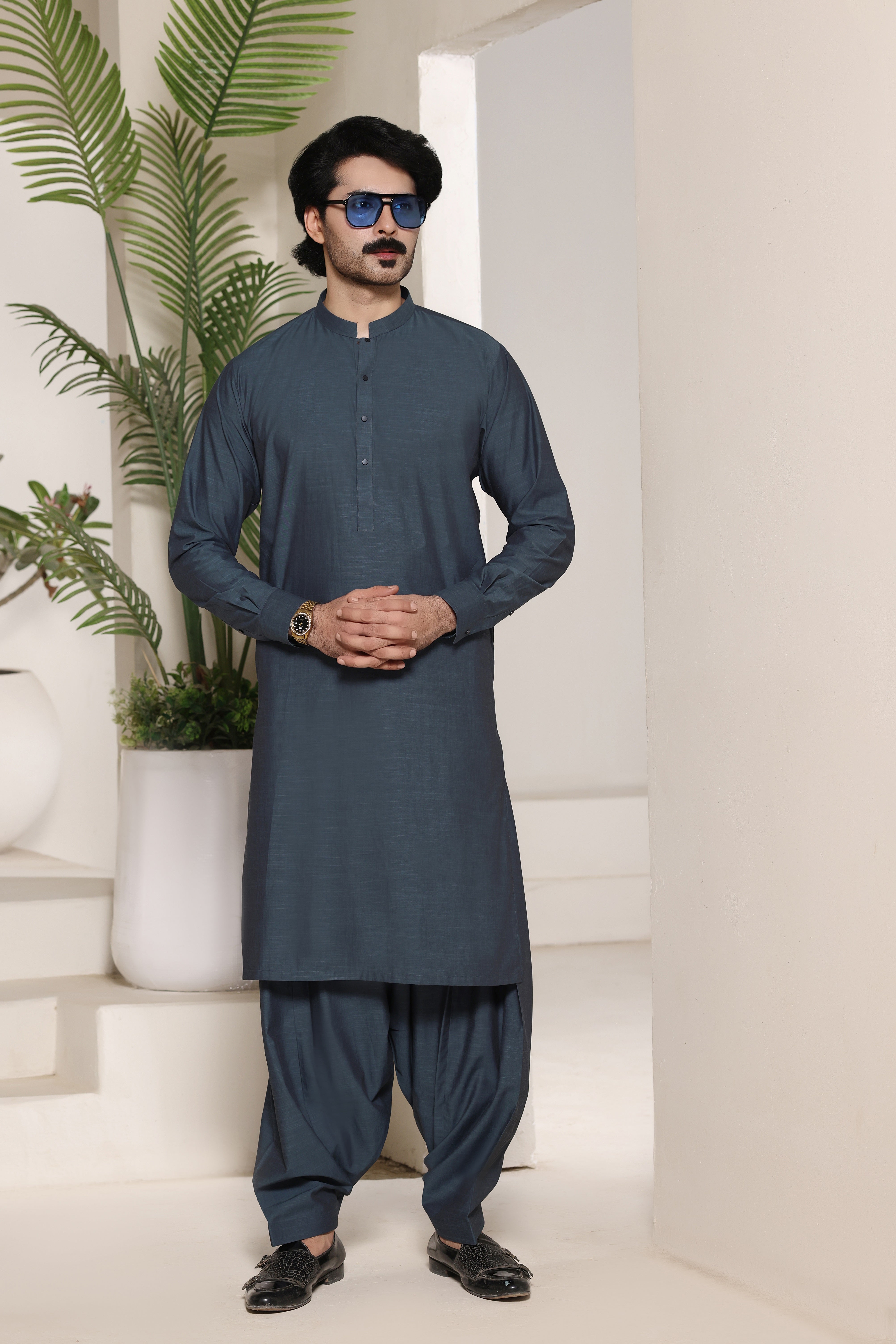 Mid Blue Shalwar Kameez