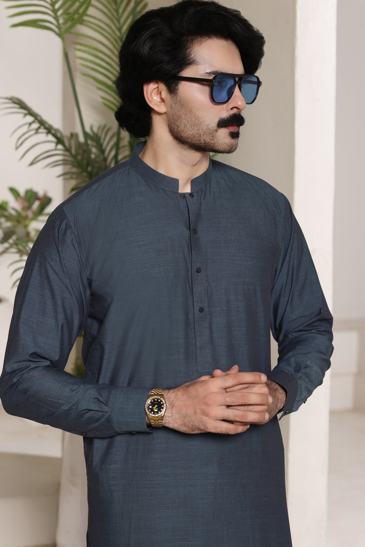 Mid Blue Shalwar Kameez
