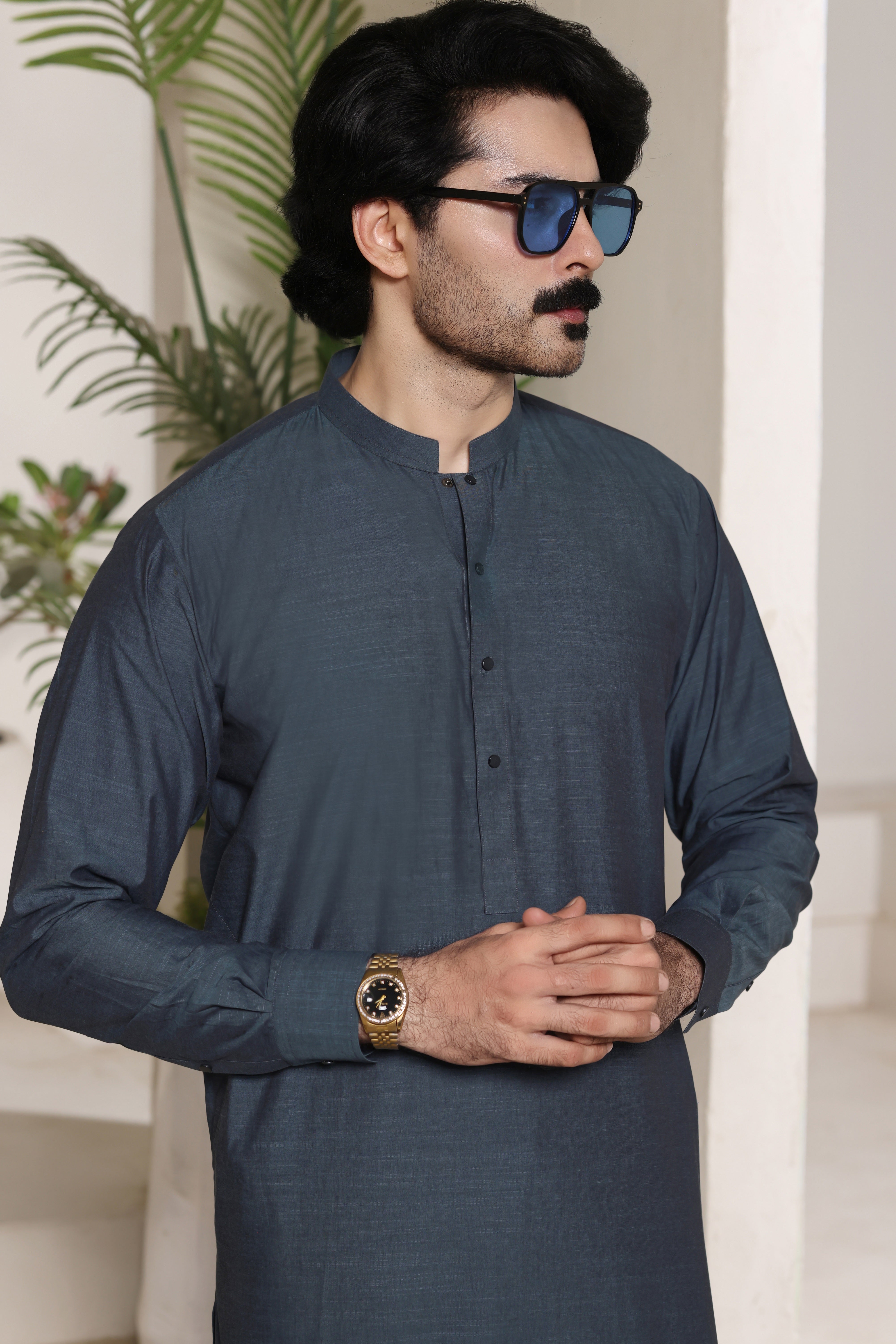 Mid Blue Shalwar Kameez