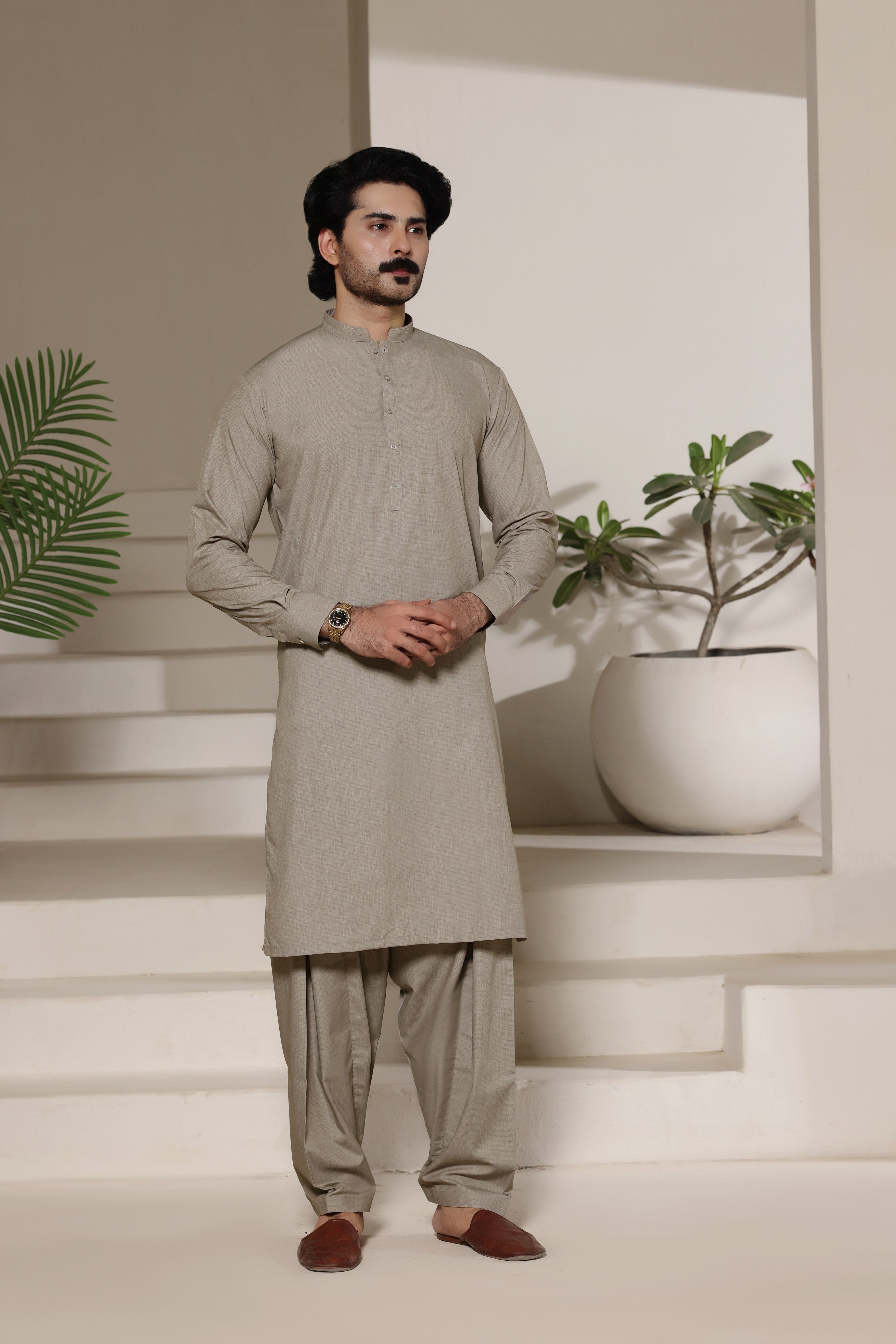 Stone Beige Shalwar Kameez