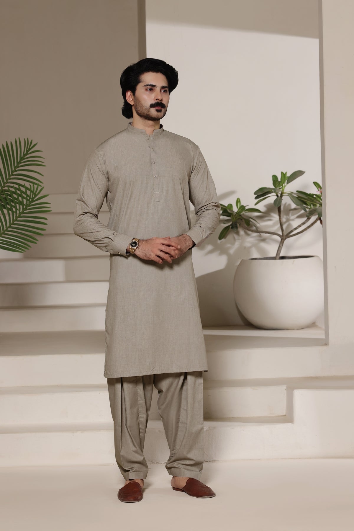 Stone Beige Shalwar Kameez