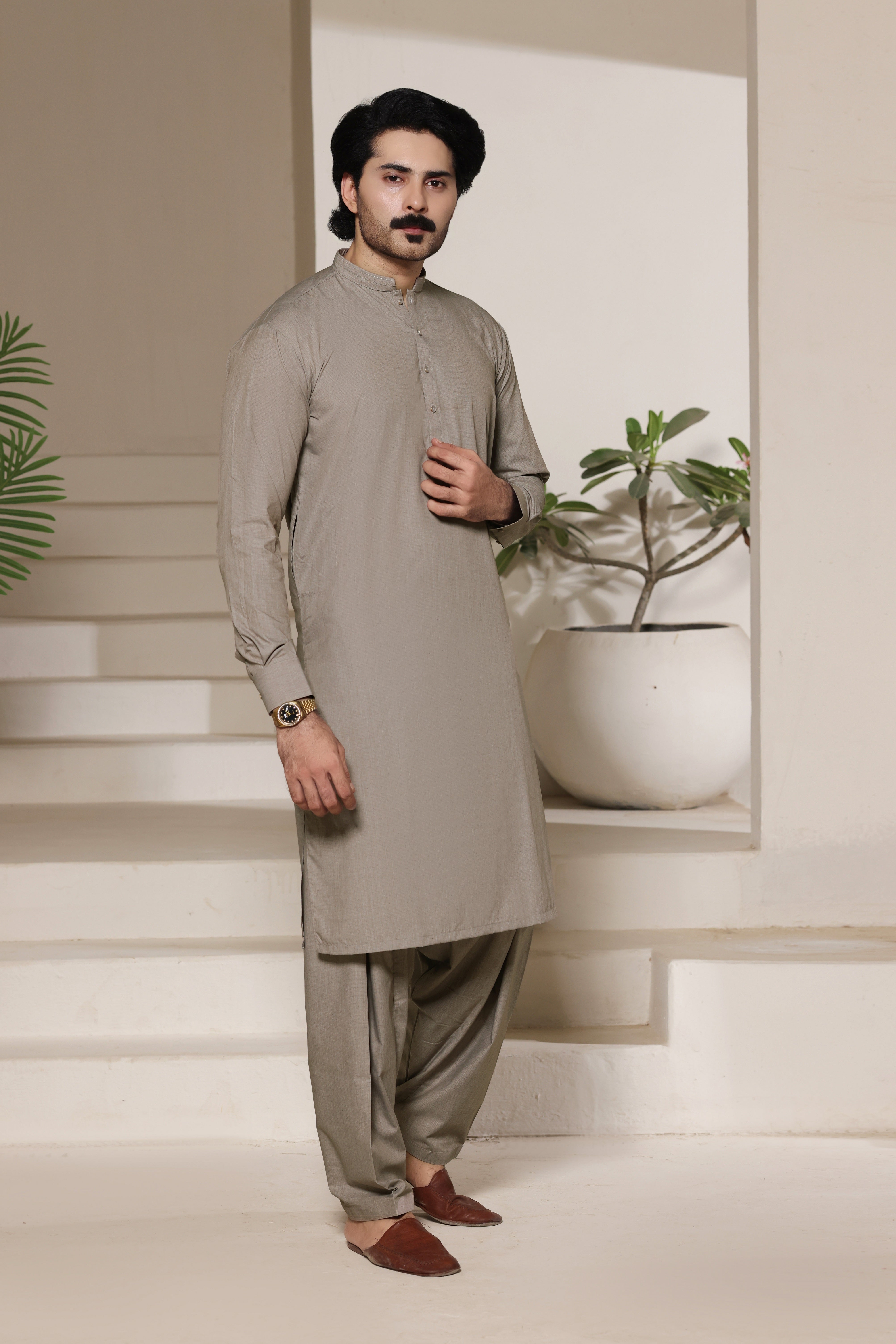 Stone Beige Shalwar Kameez