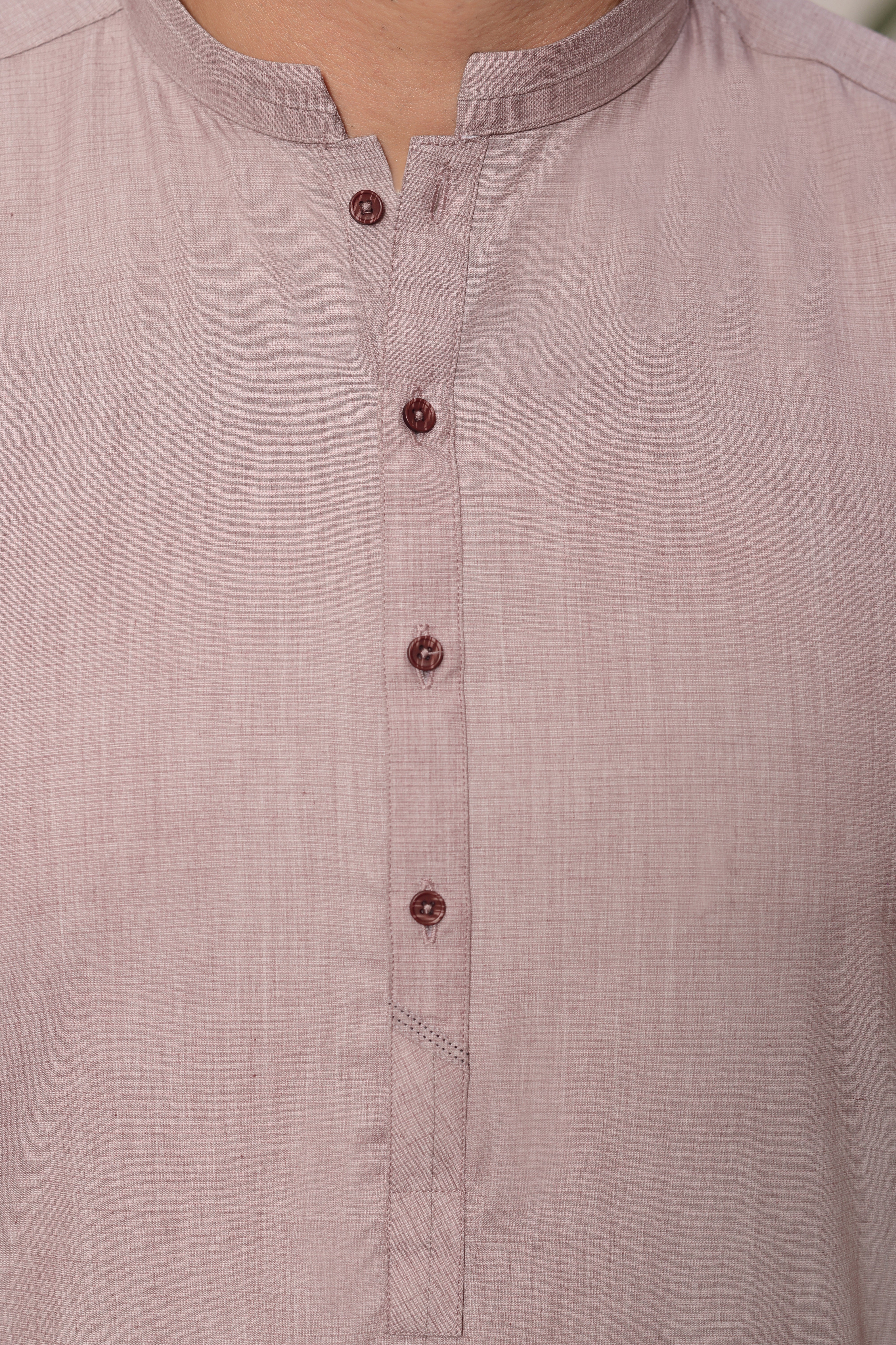 Light Mauve Band Collar Kurta Shalwar