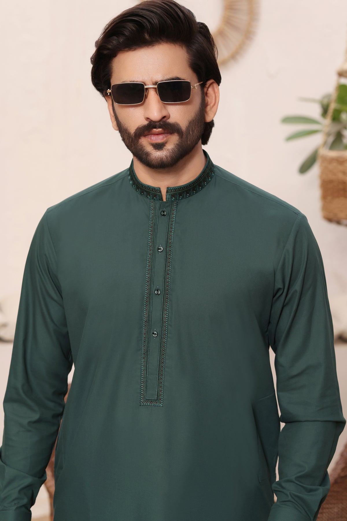 Emerald Green Embroidered Kurta Shalwar