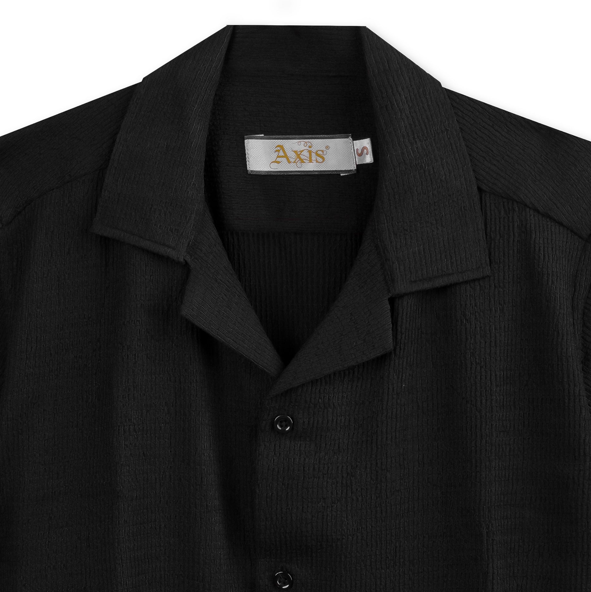 Textured Black Cuban Shirt