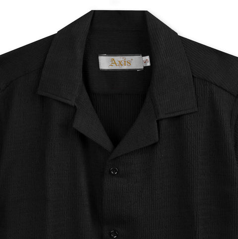 Textured Black Cuban Shirt