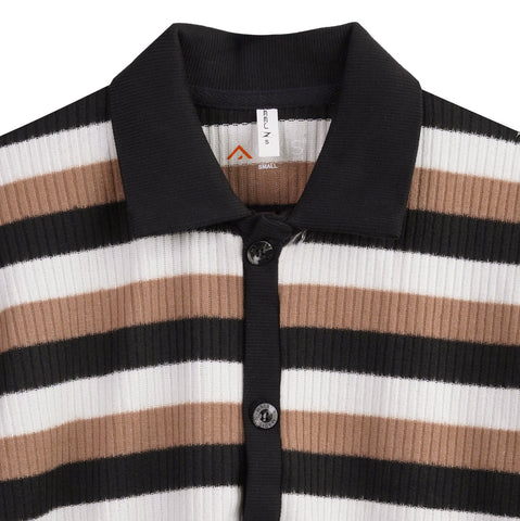 Luxury Striped Button-Down Polo