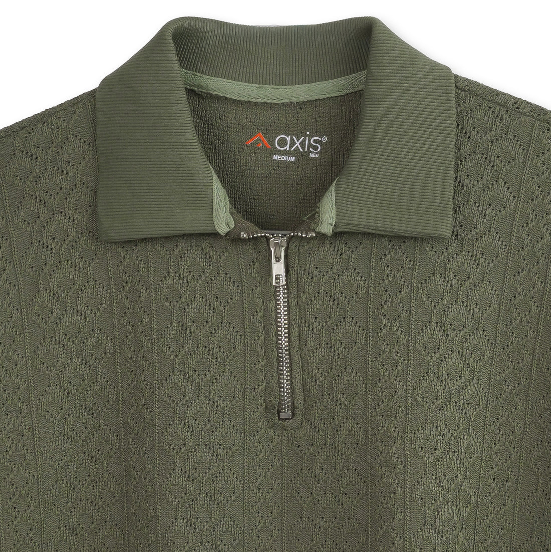 Textured Olive Zipper Polo