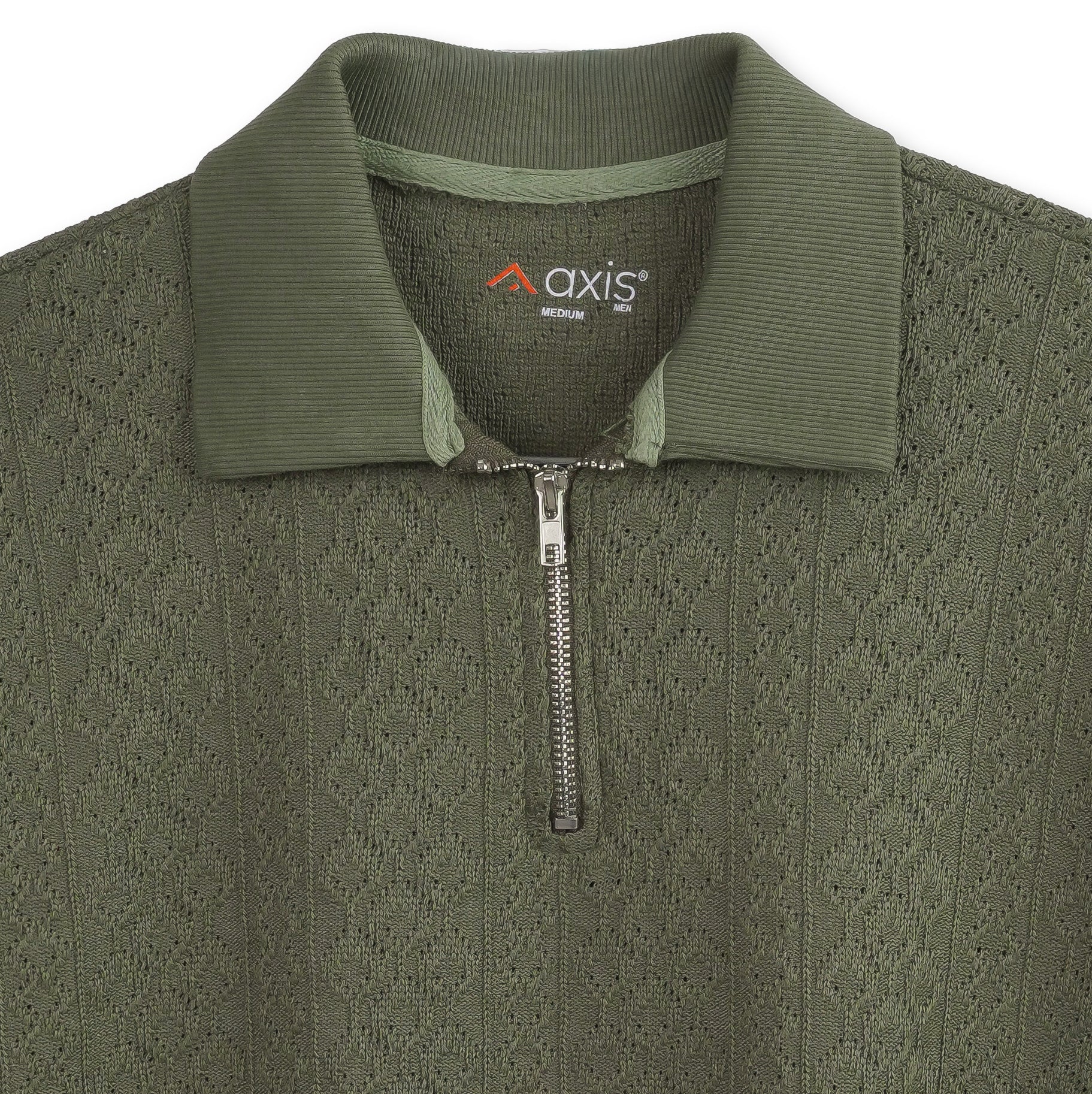 Textured Olive Zipper Polo
