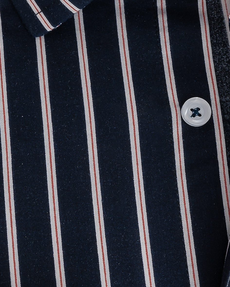 Navy Heritage Striped Formal Shirt