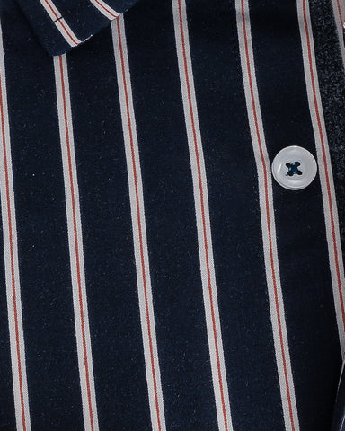 Navy Heritage Striped Formal Shirt