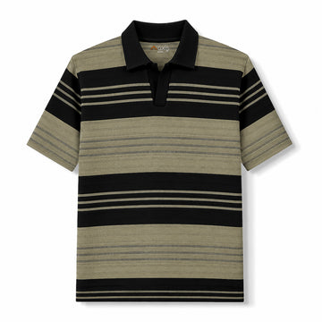 Striped Knit Polo Shirt
