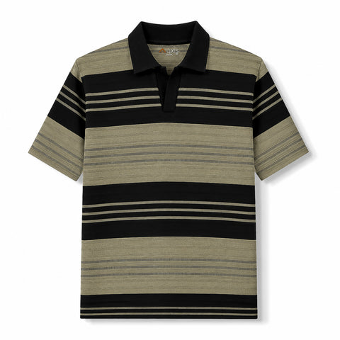 Striped Knit Polo Shirt