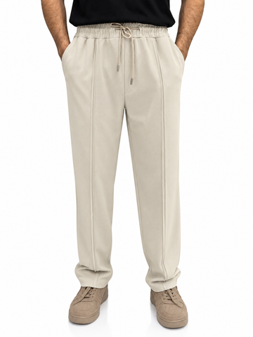 Fawn Pinstripe Straight Fit Trousers