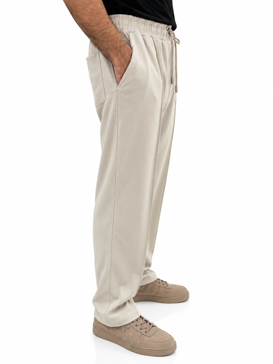 Fawn Pinstripe Straight Fit Trousers