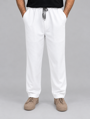 White Straight Fit Trousers