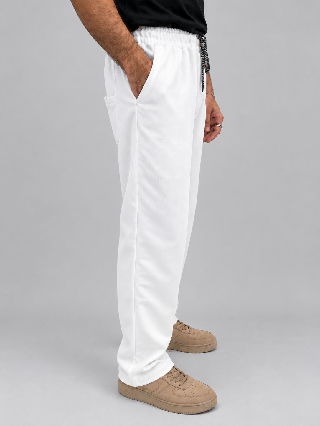 White Straight Fit Trousers