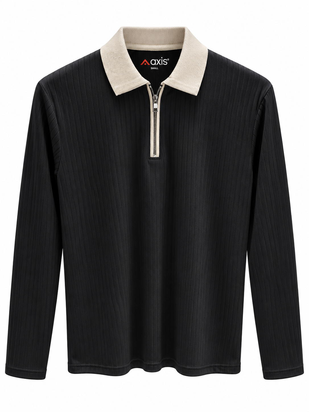Black Long Sleeve Zipper Polo