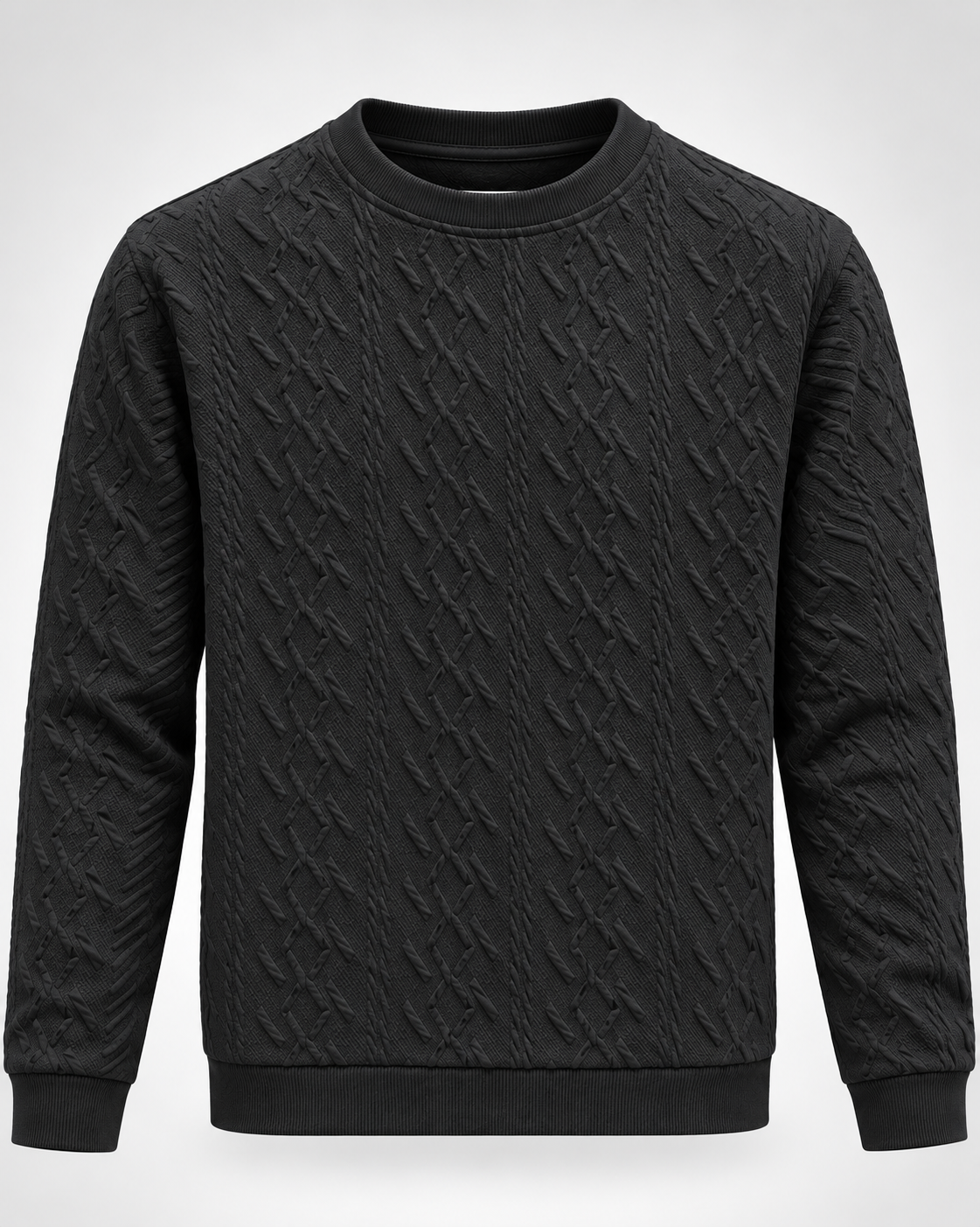 Black Geometric Textured Sweatshirt