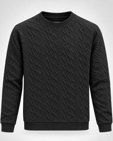 Black Geometric Textured Sweatshirt