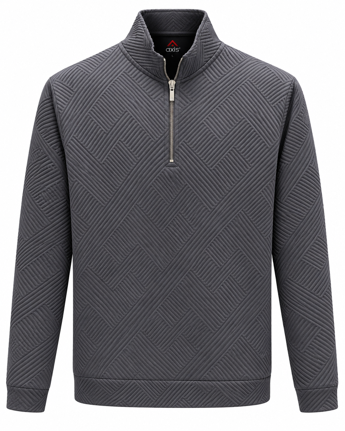 Grey Textured Quarter-Zip Pullover