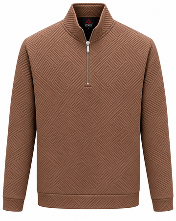 Brown Textured Quarter-Zip Pullover