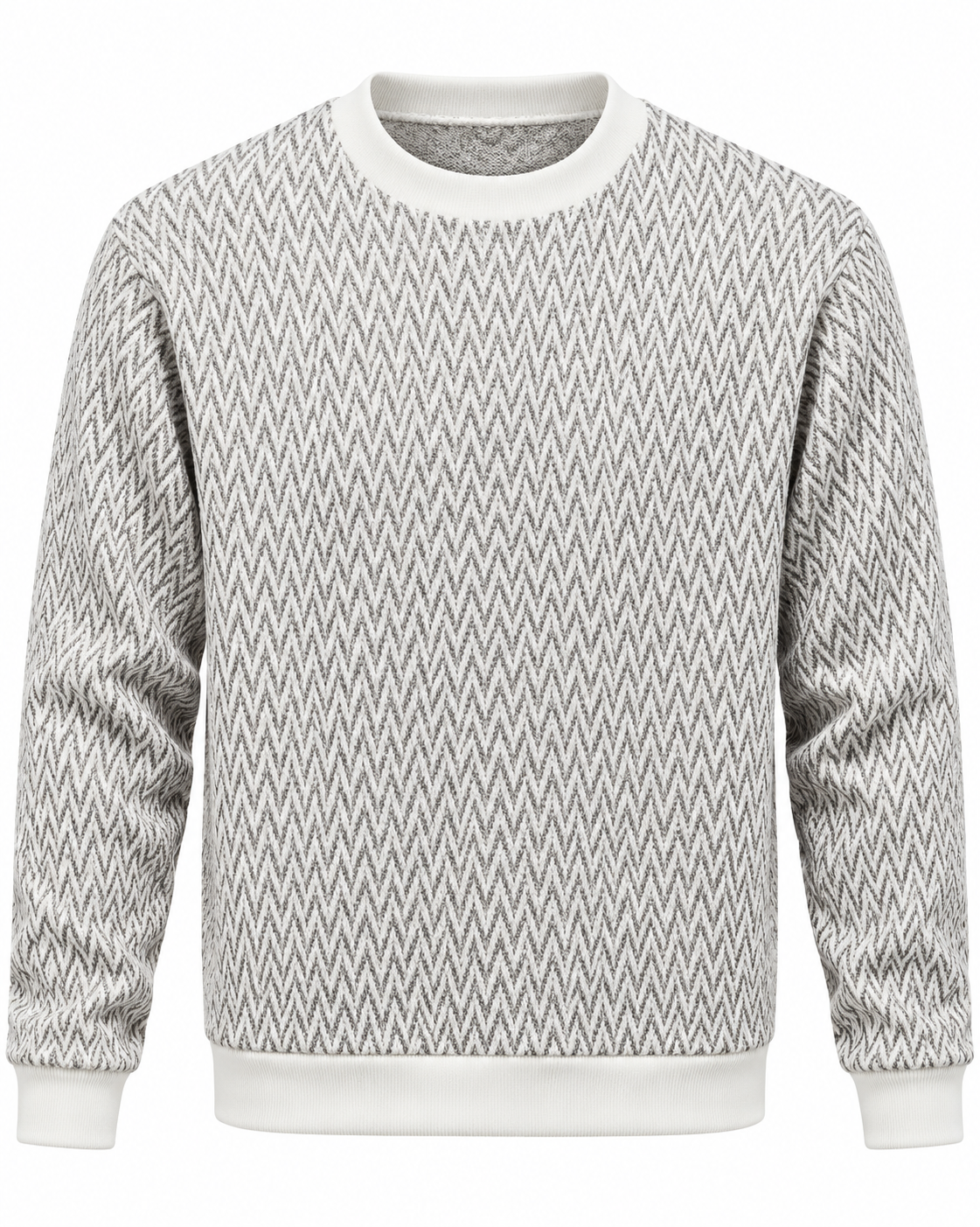 Ivory & Grey Chevron Textured Sweatshirt