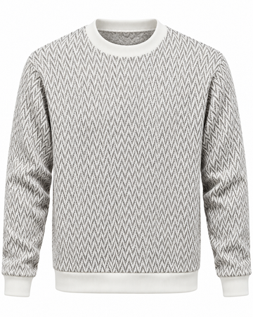 Ivory & Grey Chevron Textured Sweatshirt