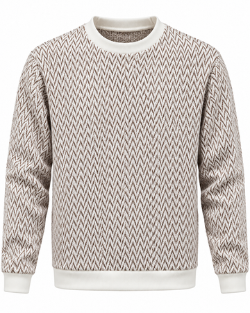 Cream & Taupe Chevron Textured Sweatshirt