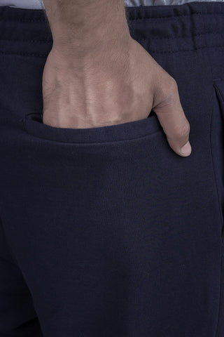 Navy Blue Folded Terry Trousers