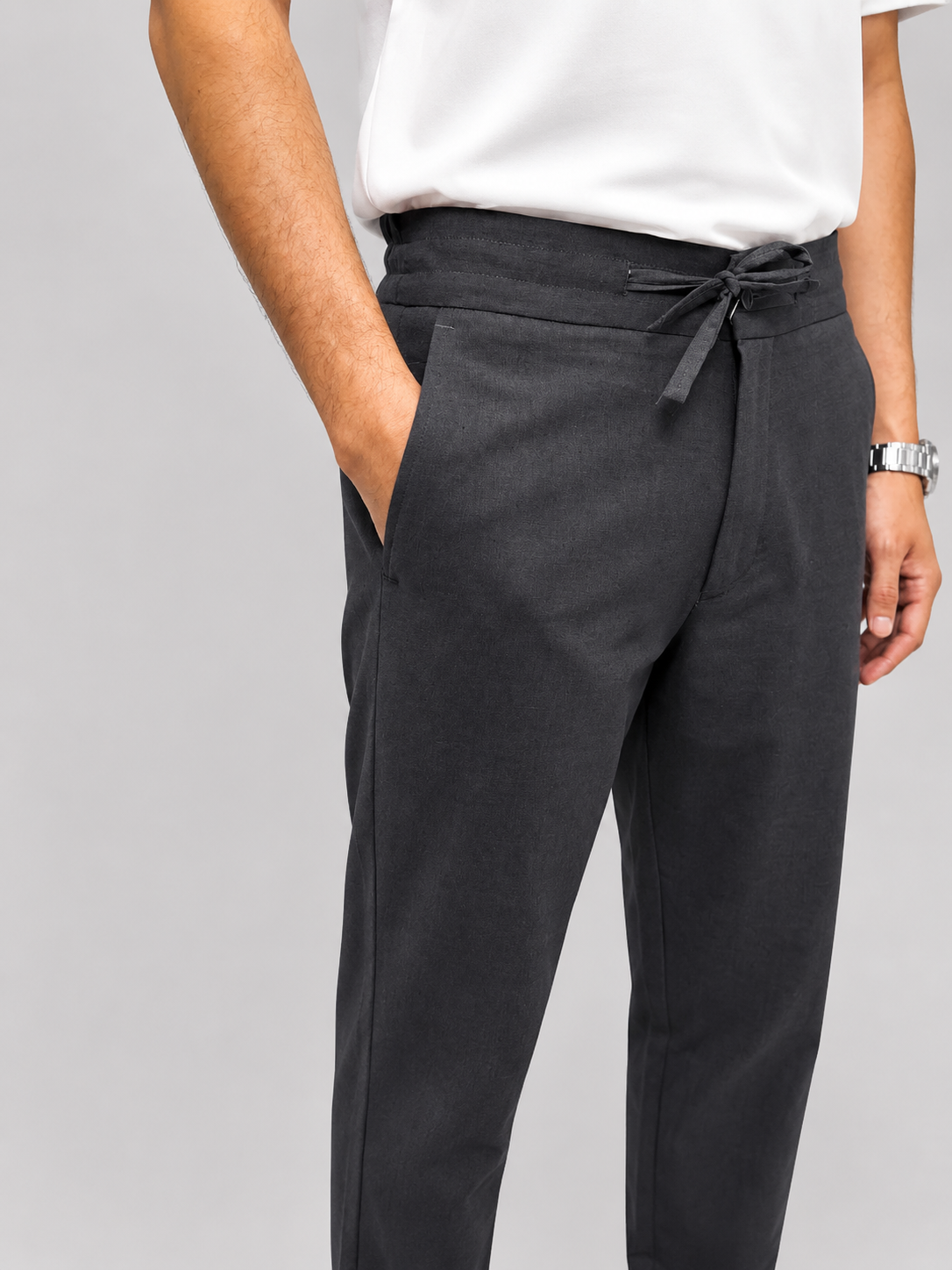 Charcoal Grey Irish Cotton Trousers
