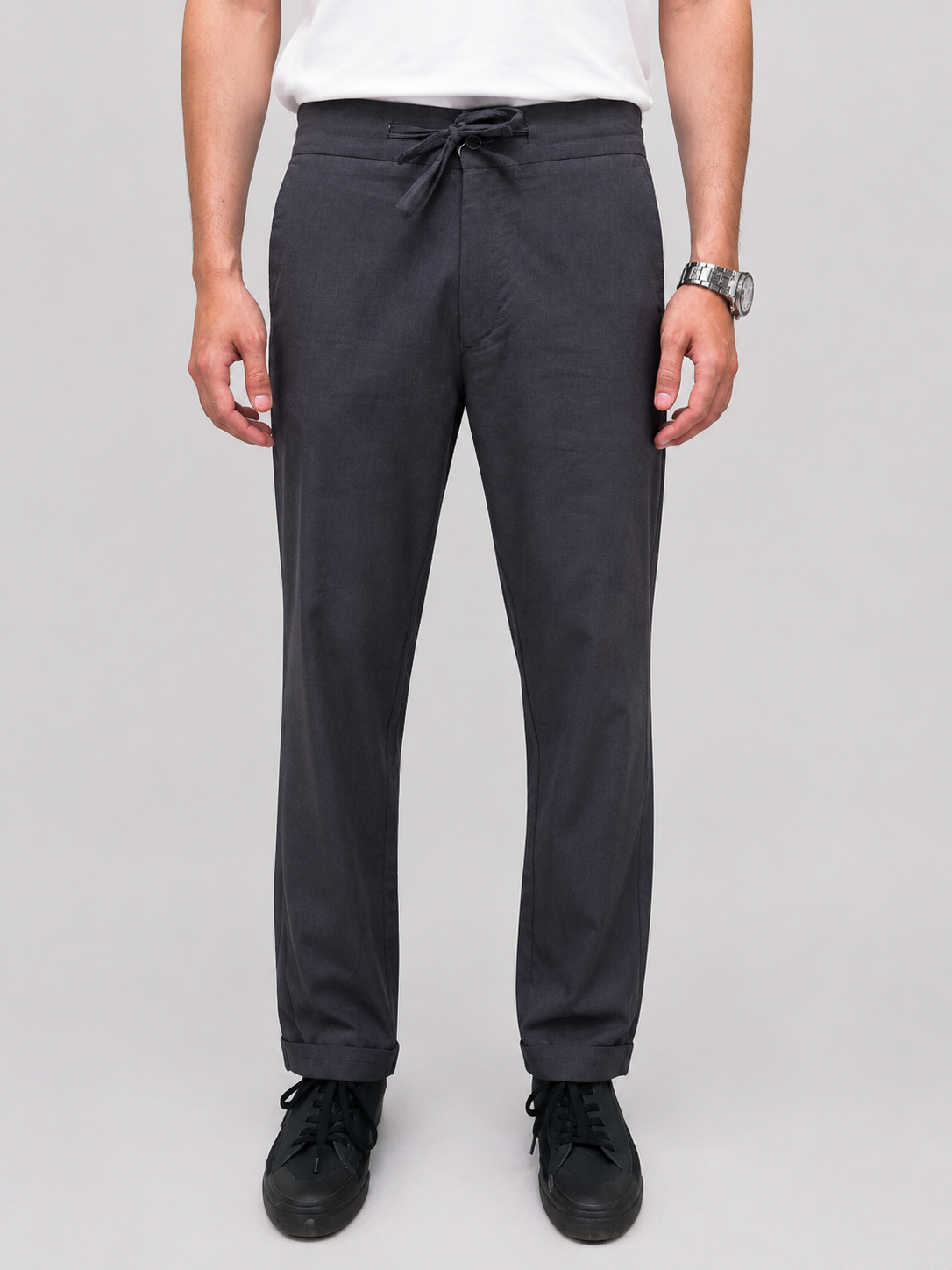 Charcoal Grey Irish Cotton Trousers