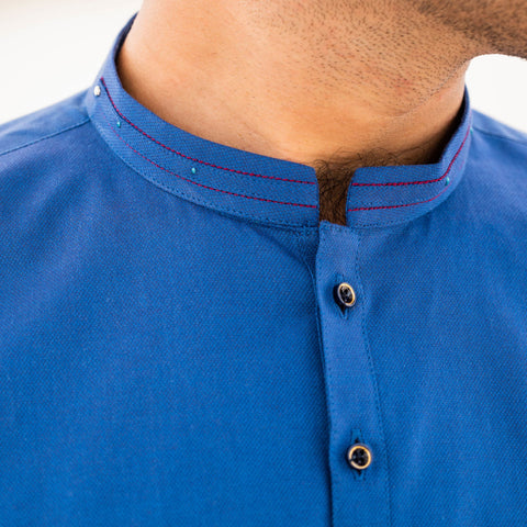 Cobalt Blue Light Embroidered Kurta - The Axis Clothing