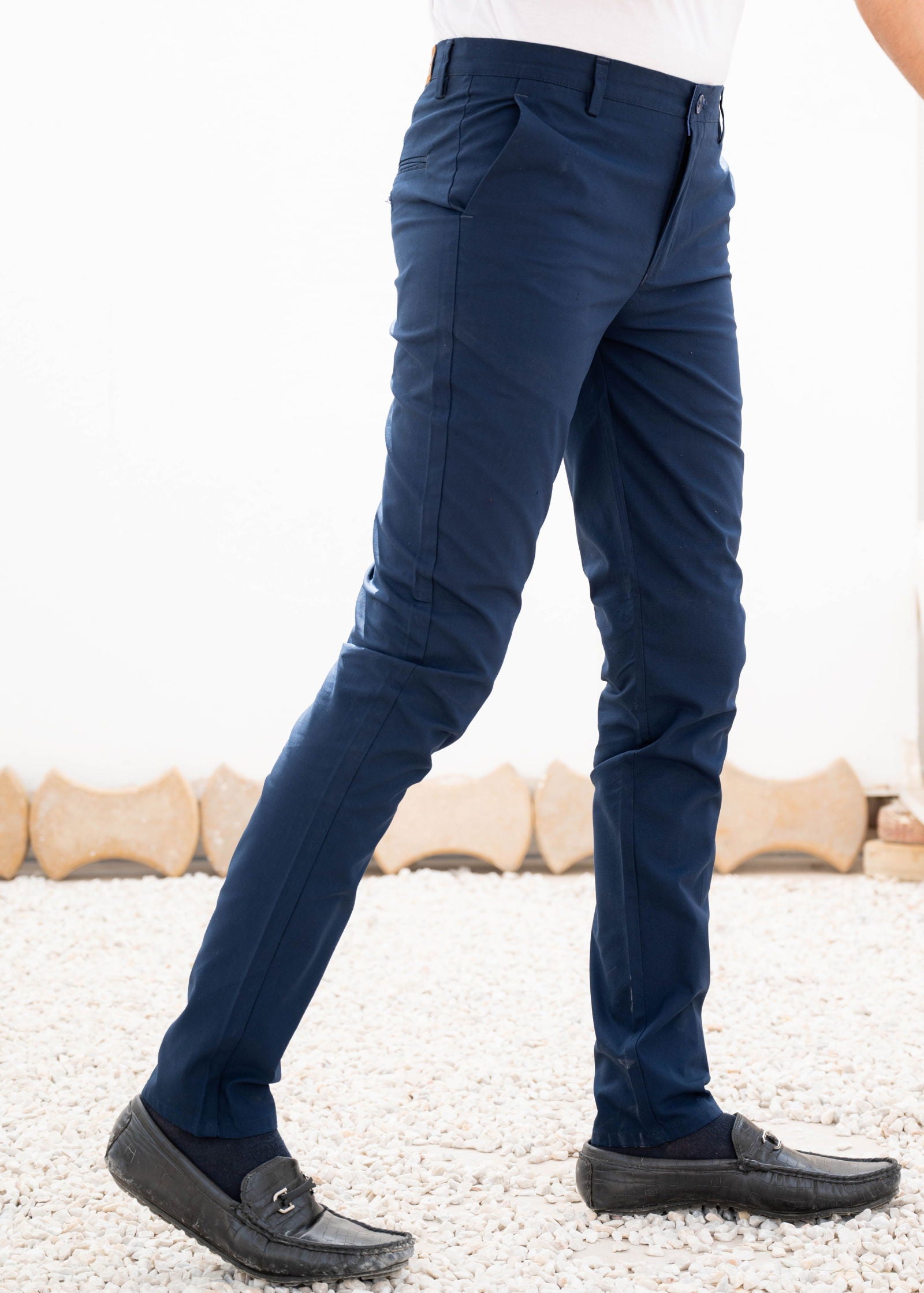 Cotton Navy Blue Chino Pant - The Axis Clothing
