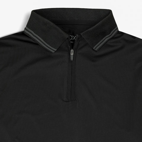 Midnight black cool dry fit zip polo