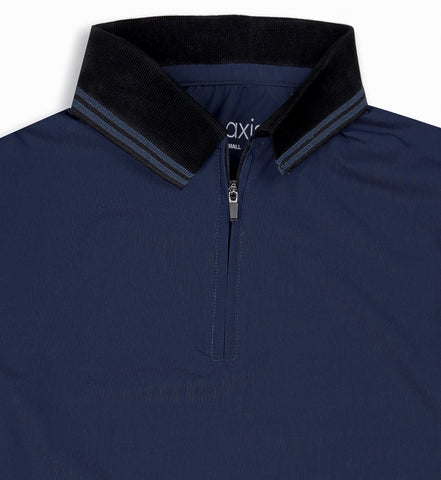 Navy Blue Cool Dry Fit Zip Polo T-Shirt