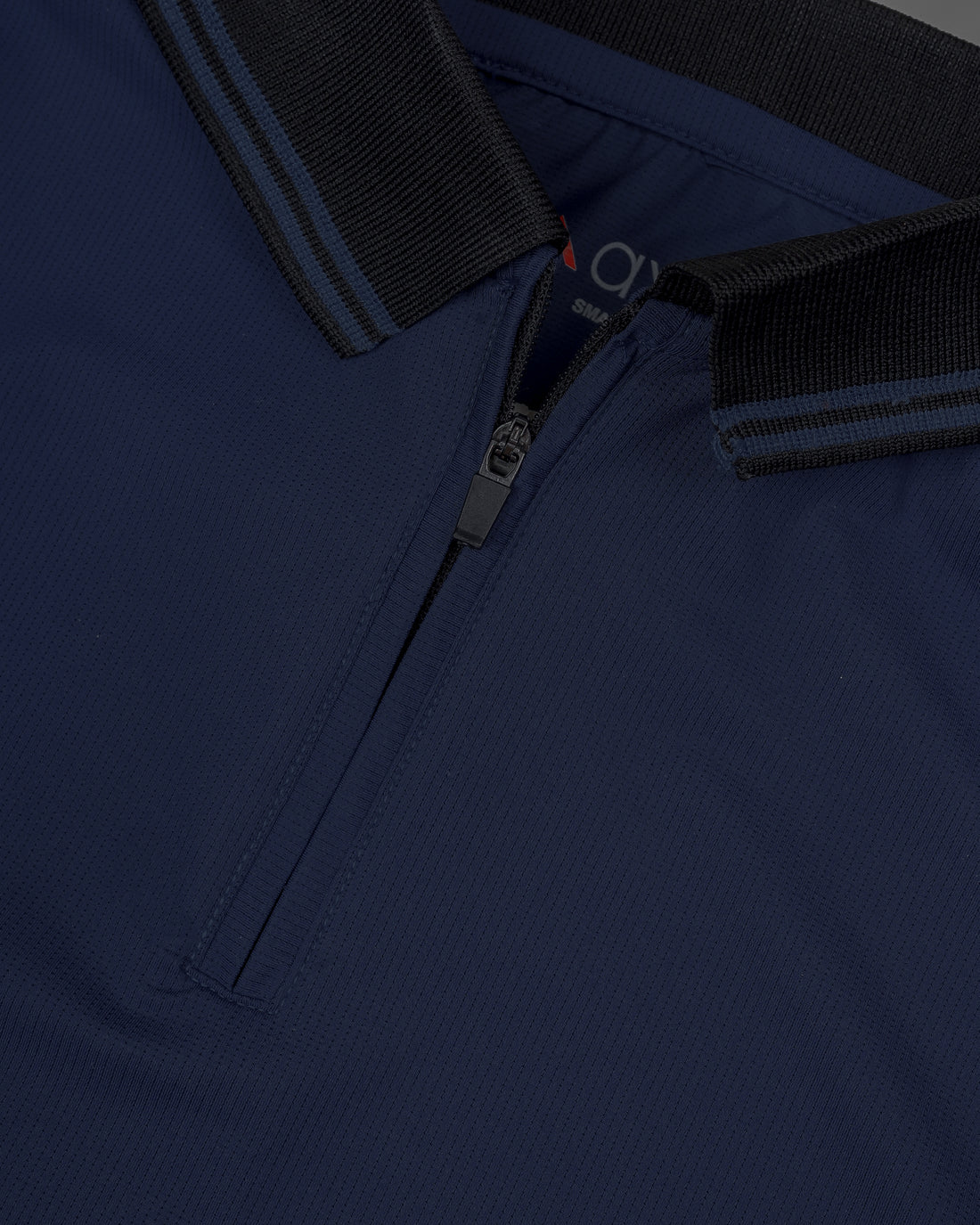 Navy Blue Cool Dry Fit Zip Polo T-Shirt
