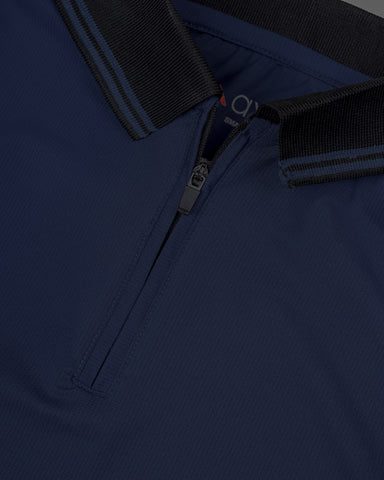 Navy Blue Cool Dry Fit Zip Polo T-Shirt