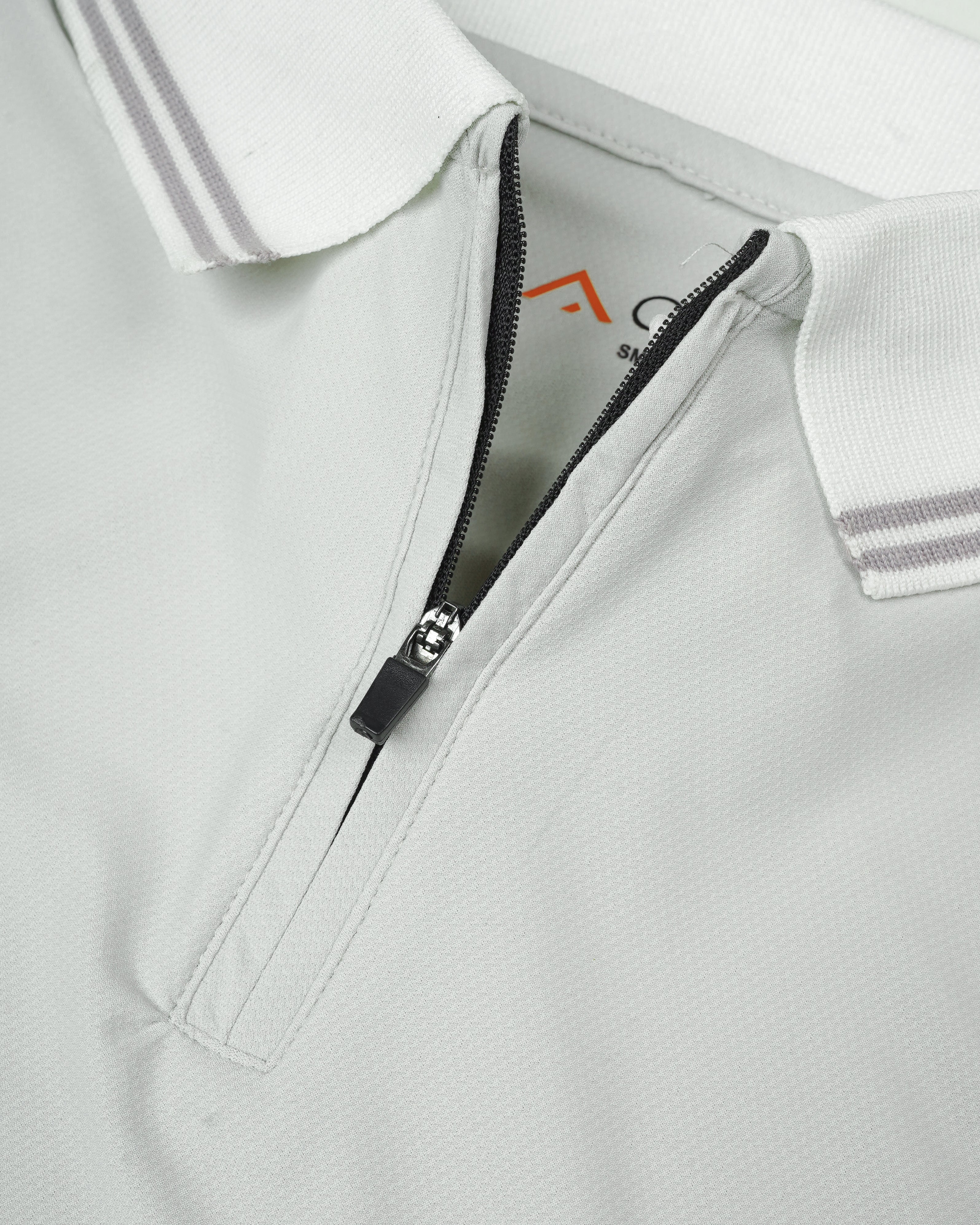 Light Grey Zip Polo T-Shirt