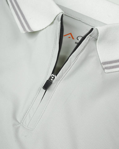 Light Grey Zip Polo T-Shirt