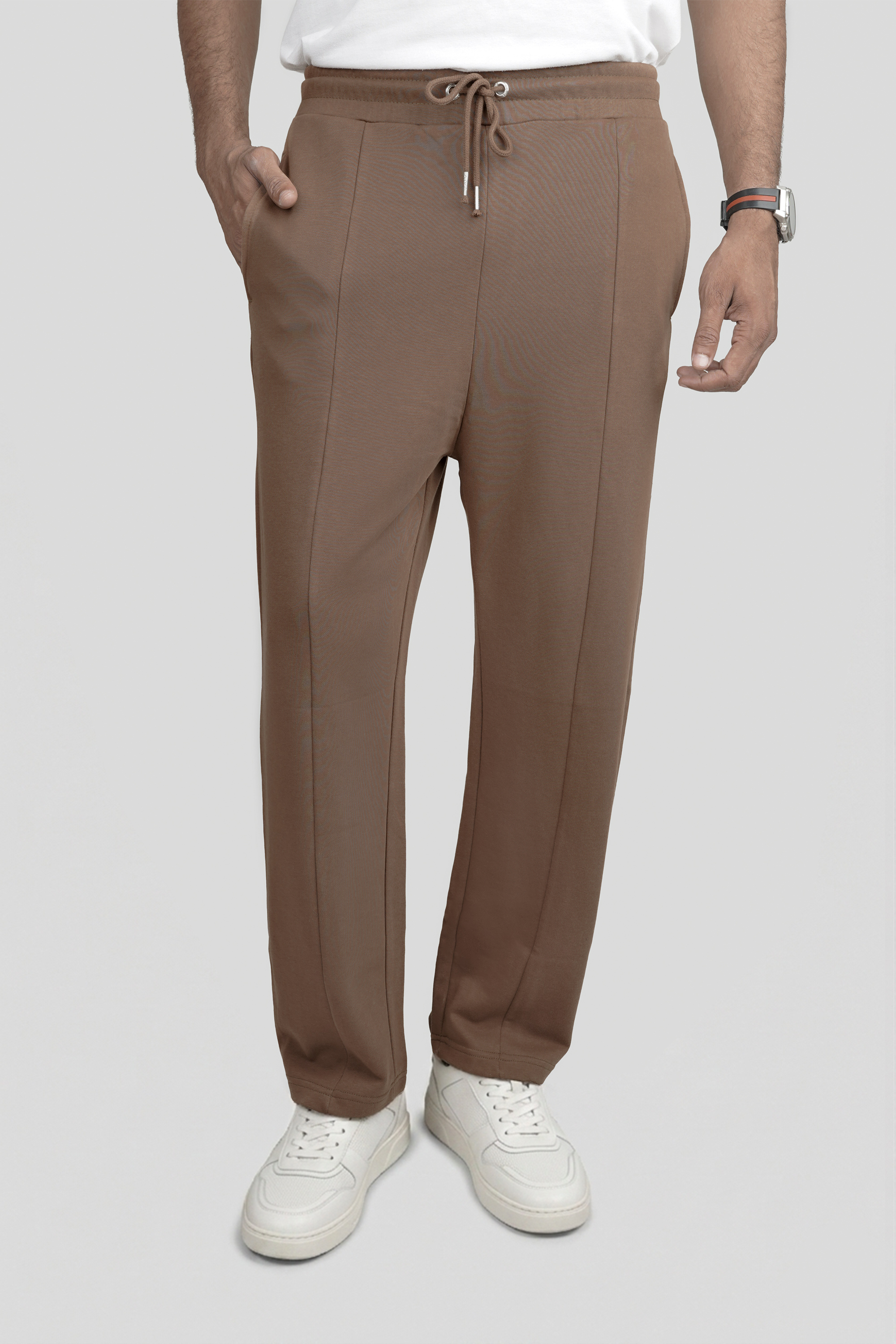 Brown Pinstripe Terry Trousers